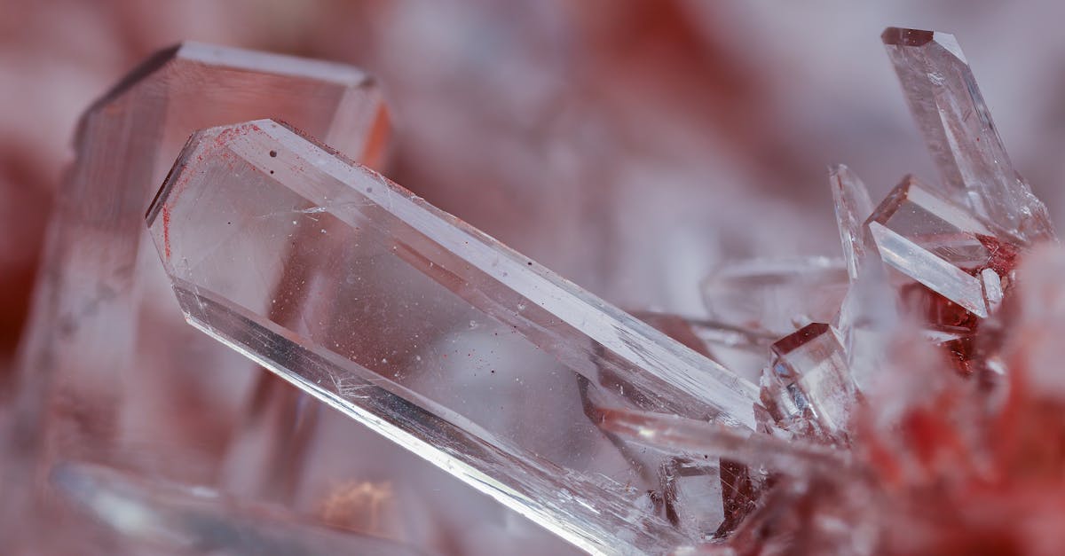 Detailed close-up of clear quartz crystals showcasing intricate natural formations.