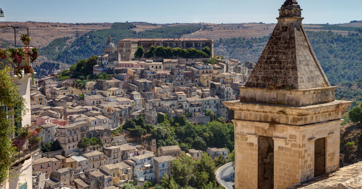 Charming panoramic view of historic Ragusa Ibla with classic Italian architecture in Sicily.