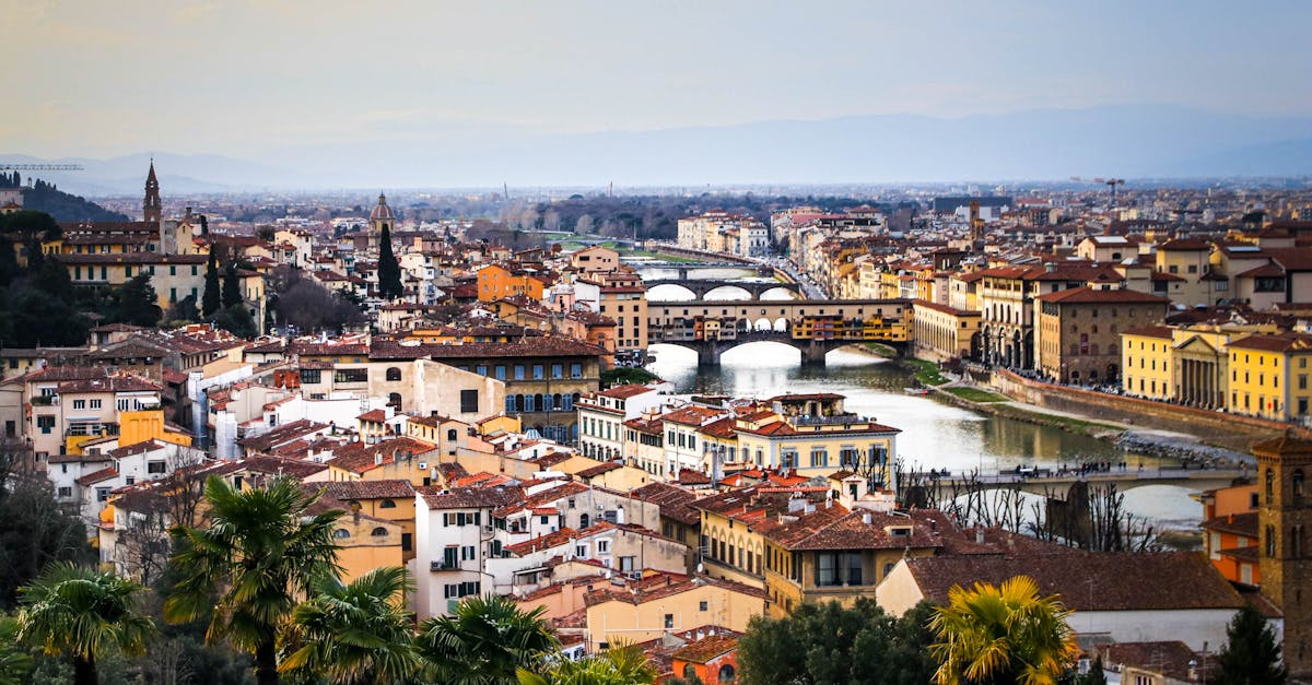 Explore Florence's iconic landmarks and picturesque landscape from a bird's eye perspective.