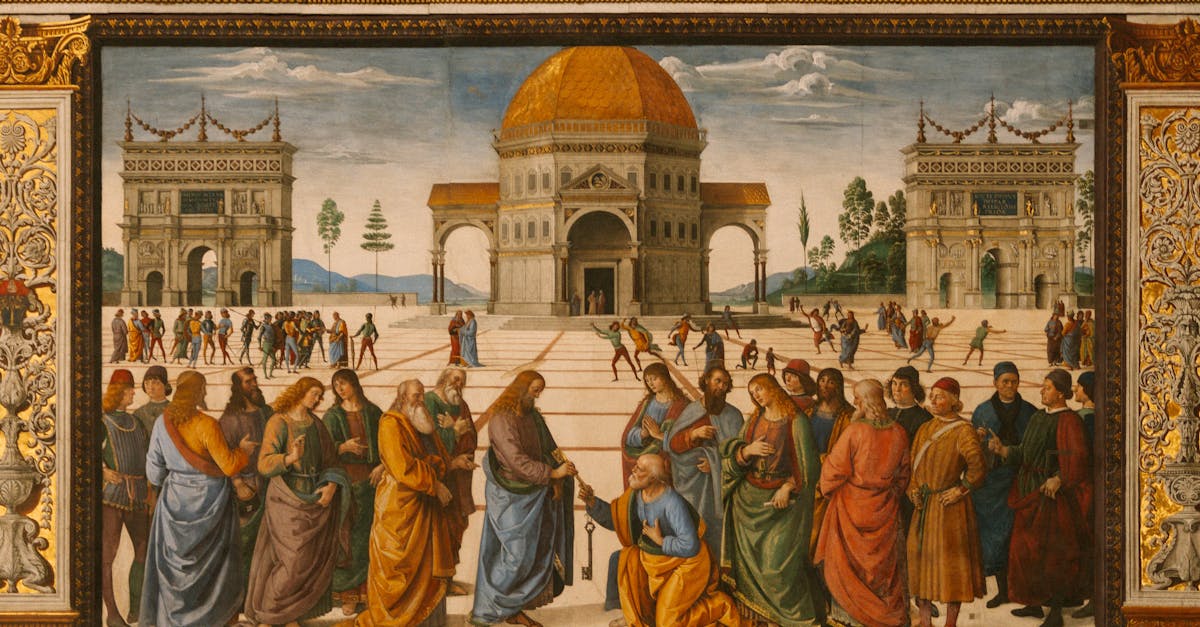 Famous Renaissance artwork depicting Jesus handing keys to Saint Peter, located in the Vatican.